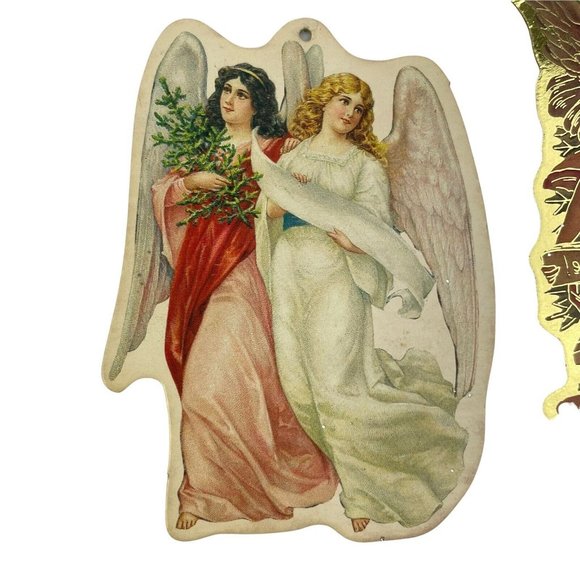 Lot Of 7 Vintage Merrimack 1986 Victorian Style Angel Ornaments Cardboard Cutout - Picture 6 of 12
